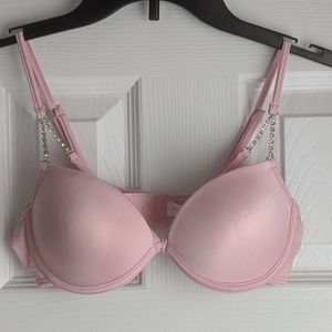 Pink cage Bra with rhinstone accents